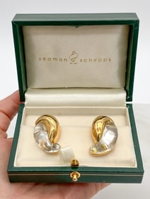 Seaman Schepps 18k Yellow Gold & Crystal Earrings