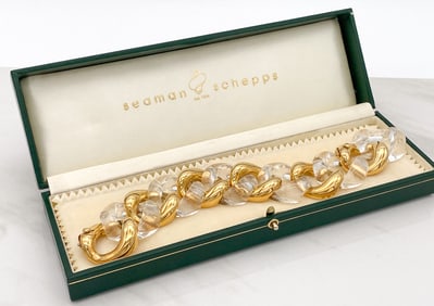 Seaman Schepps 18k Yellow Gold & Crystal Bracelet