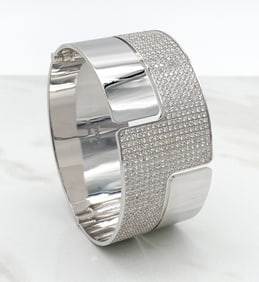 Dinh Van Diamond And 18k White Gold Bracelet
