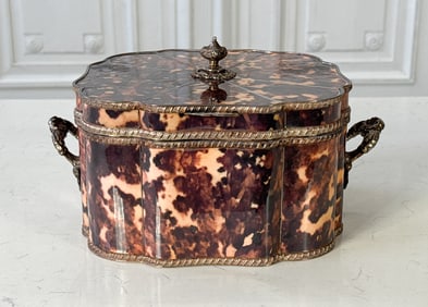 Large English Faux Tortoise And Silverplate Box