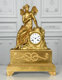 French Gilt Bronze Psyche Mantle Clock