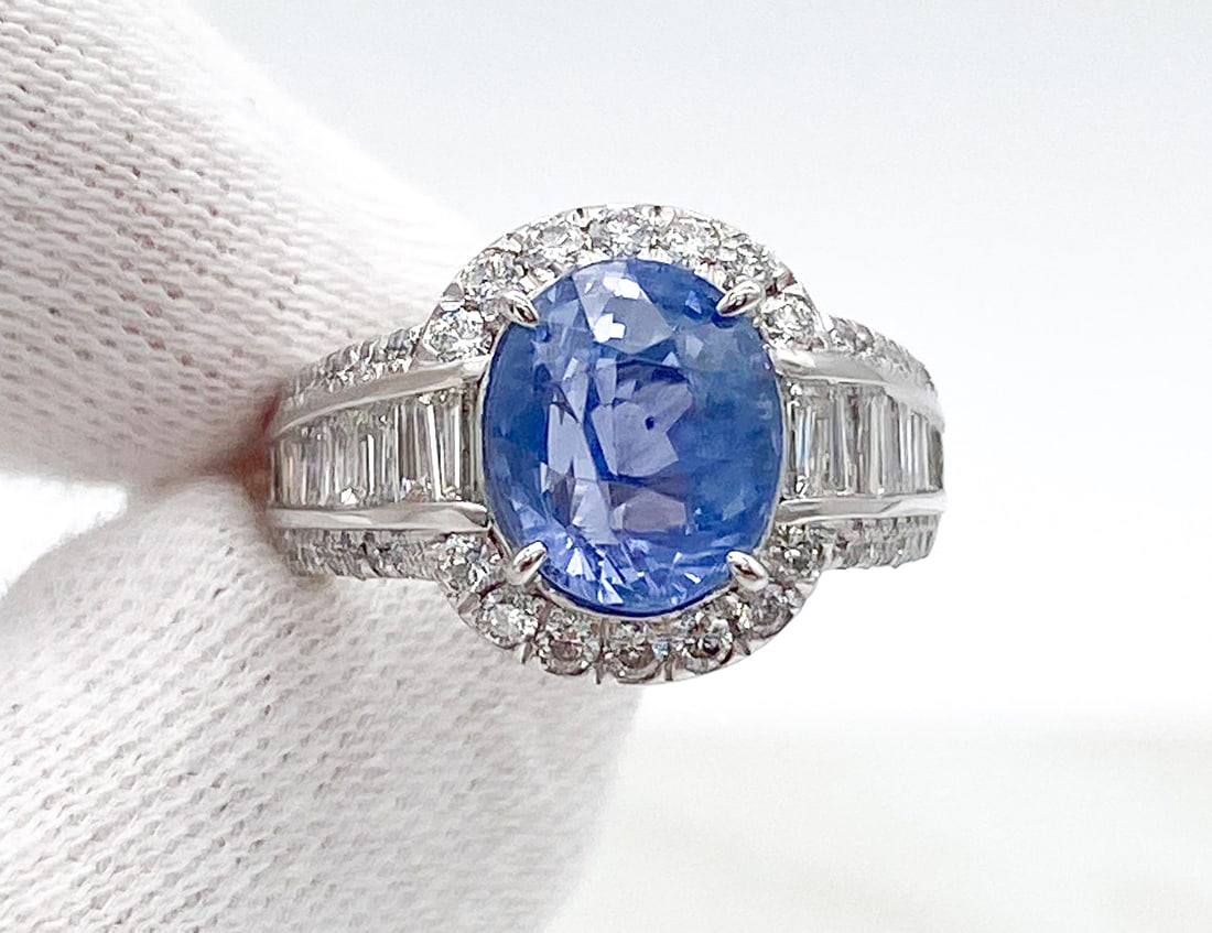 GIA Rare Unheated Sapphire & Diamond Platinum Ring (1 of 5)