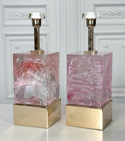 Pair Italian Murano Glass Table Lamps