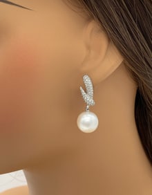 Utopia Pearl, Diamond & 18k White Gold Earrings