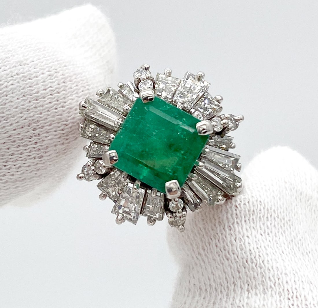 GIA Colombian Emerald & Diamond Ring, Platinum (1 of 6)