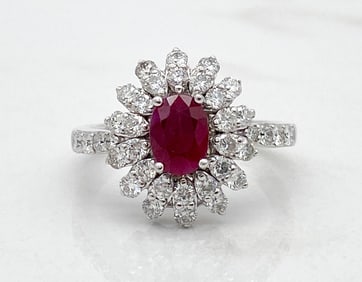 GIA Certified Ruby & Diamond Platinum Ring