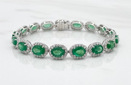 Emerald & Diamond Platinum Bracelet