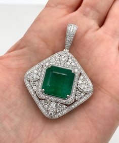 GIA 16.76ct Emerald And Diamond Pendant, Platinum