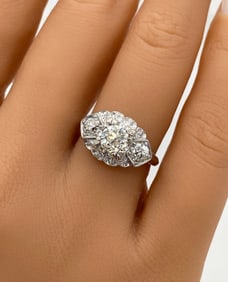 Old European Cut Diamond And 14k White Gold Ring