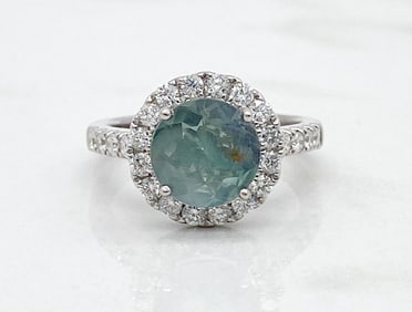 GIA Alexandrite & Diamond 18k White Gold Ring