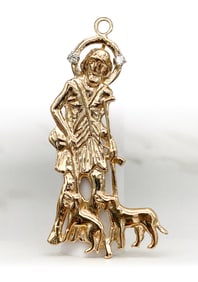 St. Lazarus 18k Yellow Gold And Diamond Pendant