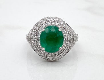 GIA Emerald & Diamond Platinum Ring