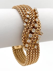 Diamond And 18k Yellow Gold Bracelet