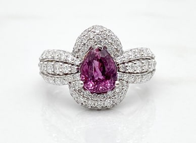 GIA Sapphire & Diamond Platinum Ring