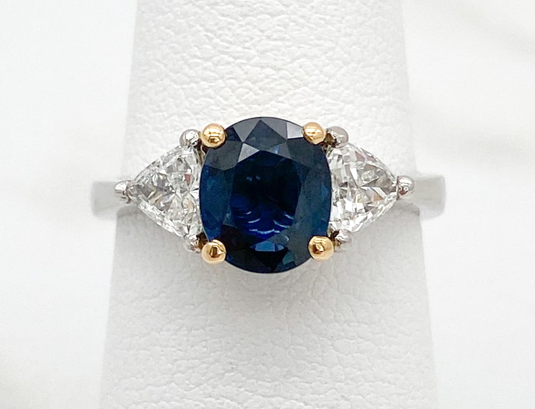 GIA No Heat Sapphire And Diamond Ring, Platinum (1 of 5)