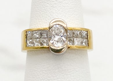 Diamond And 18k Yellow Gold Ring