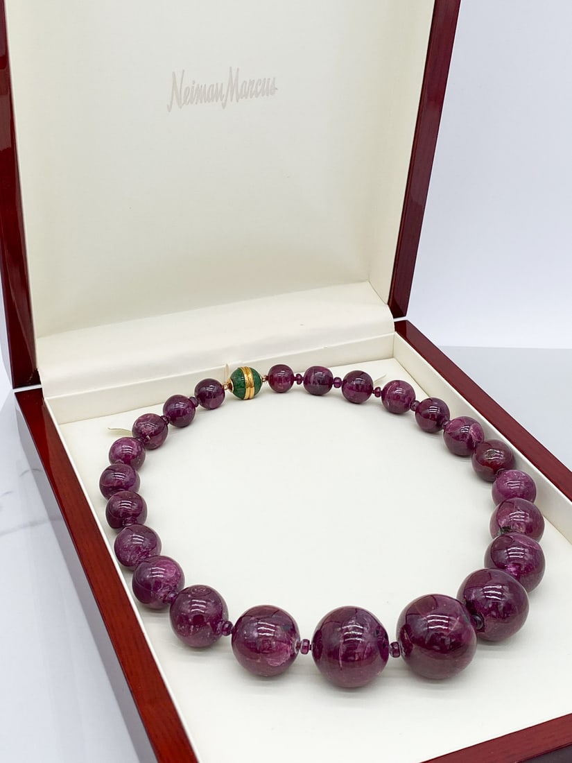 Ruby Bead Necklace, Jade And 18k Clasp (1 of 6)