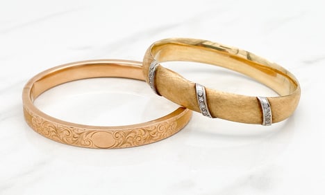 Two 14k Gold Bangle Bracelets