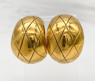 Chanel Quilted Hoop CC Earrings