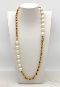 Chanel Gold Plated And Faux Pearl Necklace