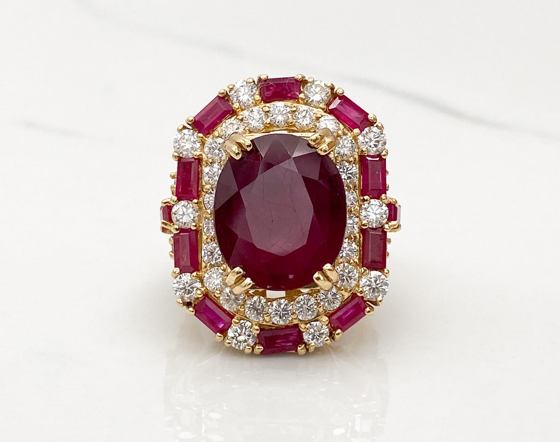 Ruby And Diamond 14k Yellow Gold Ring (1 of 4)