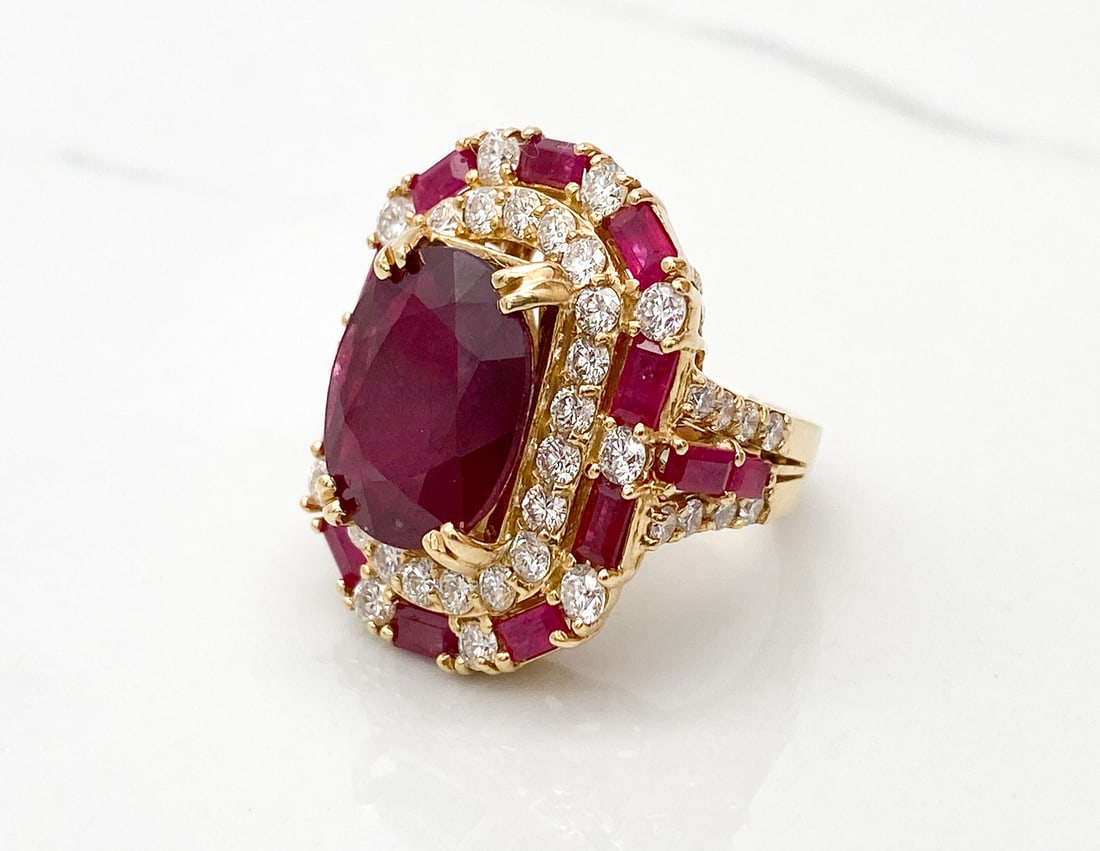 Ruby And Diamond 14k Yellow Gold Ring - 2