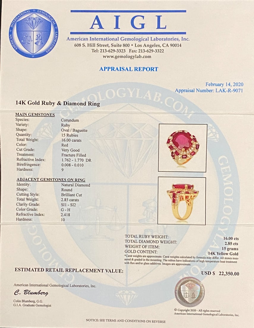 Ruby And Diamond 14k Yellow Gold Ring - 4