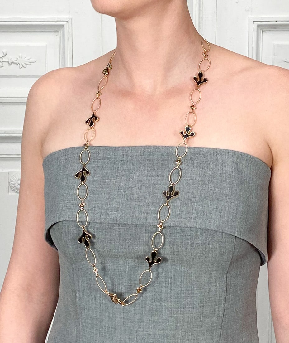 Miseno Onyx And Diamond Sautoir Necklace - New: New Miseno Onyx And Diamond Necklace In 18k Rose Gold Having 10.80ctw Of Onyx And 0.27ctw Of Brilliant Round Diamonds, 35 Inches In Length, Weight: 58 Grams. Current Retail Over $14,000. 8.5 Grams, 35