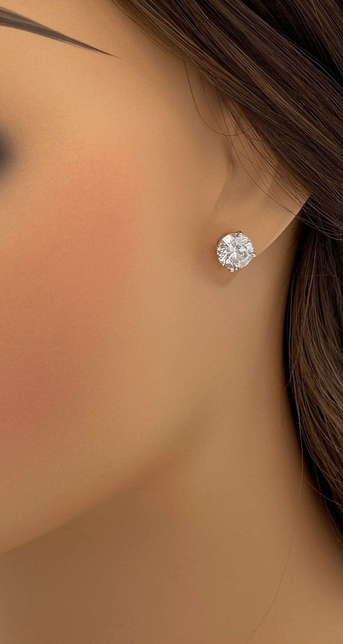 4.48ctw Diamond Stud Earrings, 18k White Gold: One Pair Round Brilliant Cut Diamond Stud Earrings With A Total Carat Weight Of 4.48cts Set In 18k White Gold; 2.4 Grams Total Weight. Scroll Through All Photos For Appraisal Estimating Replacement Va