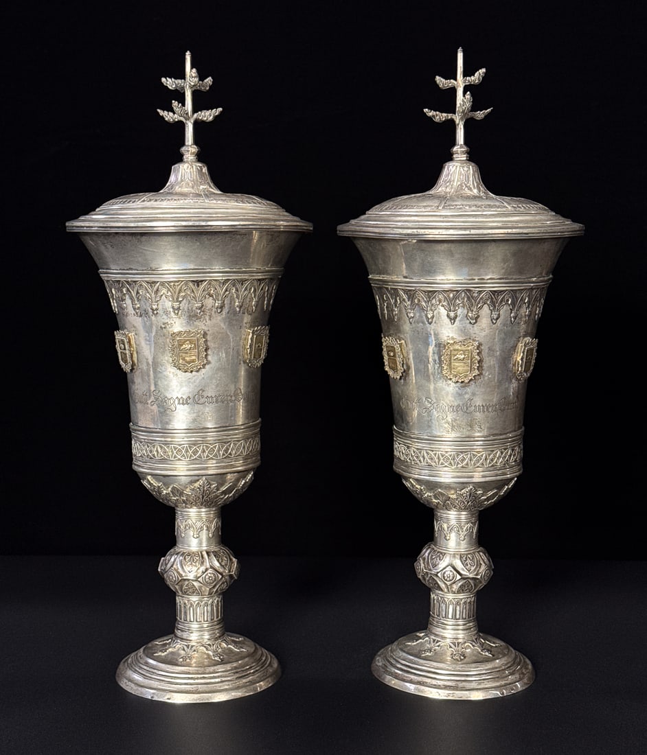 Pair Austrian .800 Silver Presentation Goblets (1 of 13)