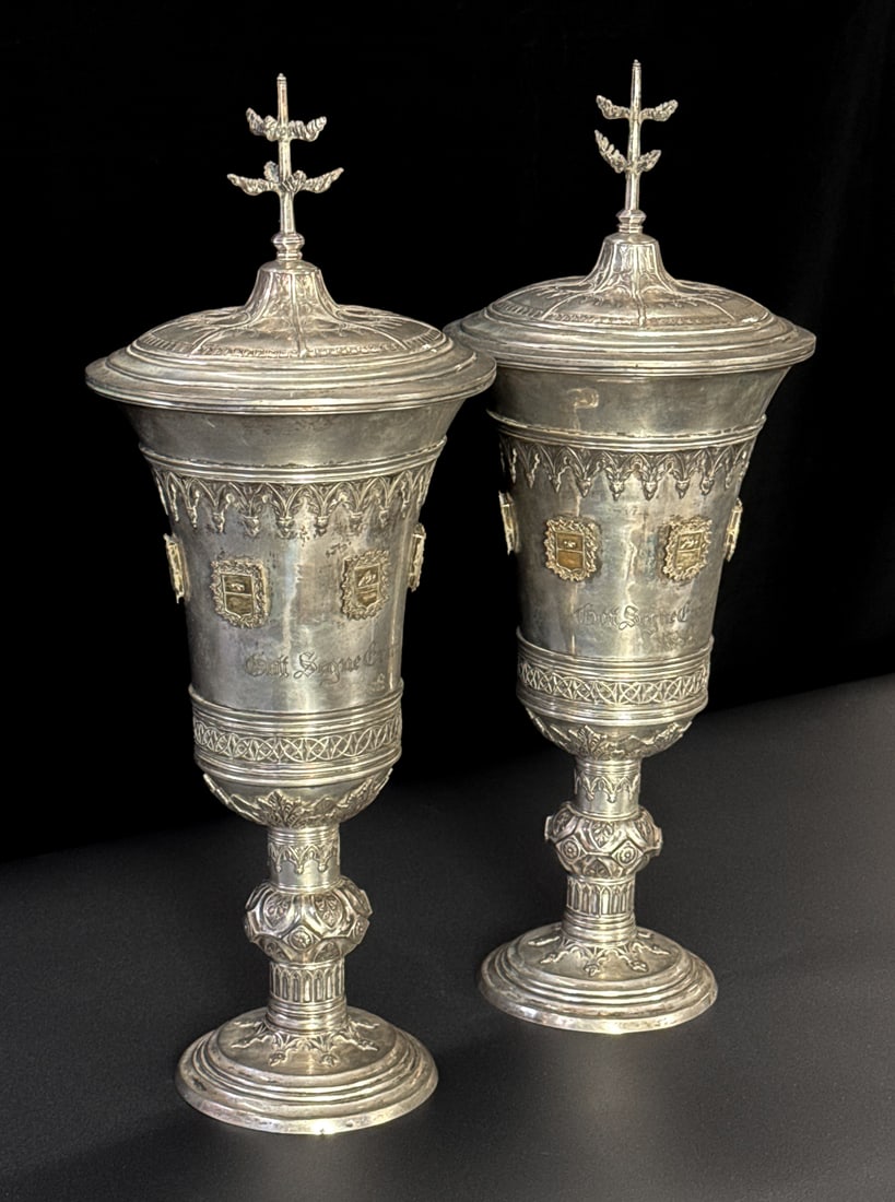 Pair Austrian .800 Silver Presentation Goblets - 2