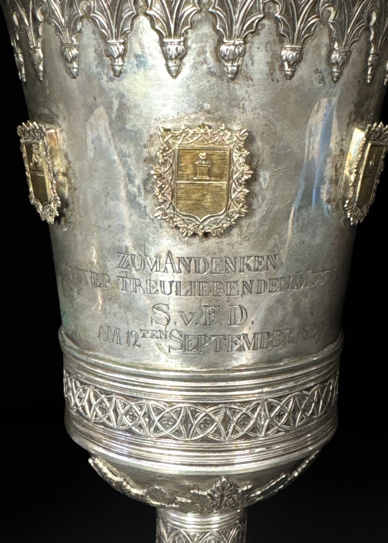 Pair Austrian .800 Silver Presentation Goblets - 3