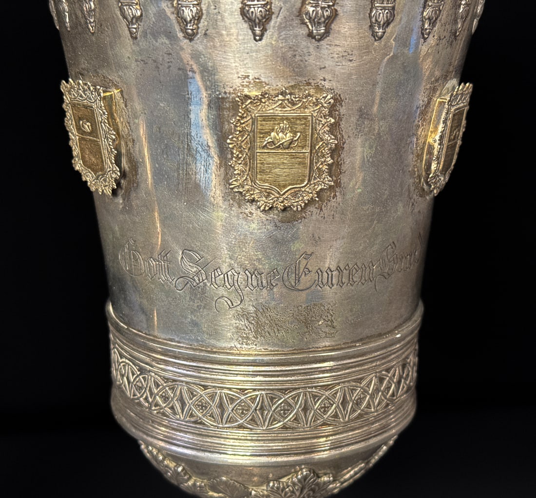 Pair Austrian .800 Silver Presentation Goblets - 7