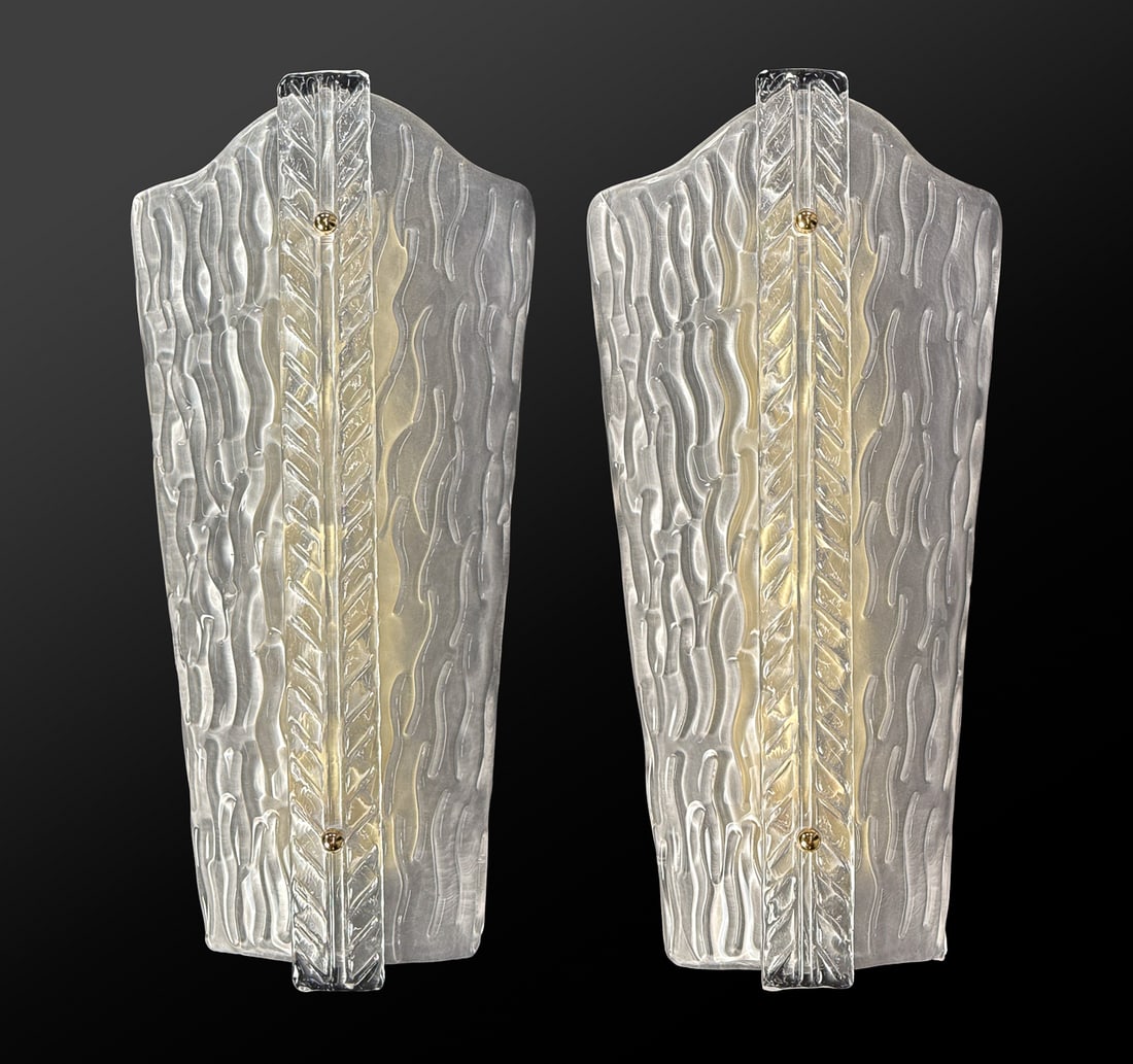 Pair Art Deco Style Murano Glass Scones (1 of 3)