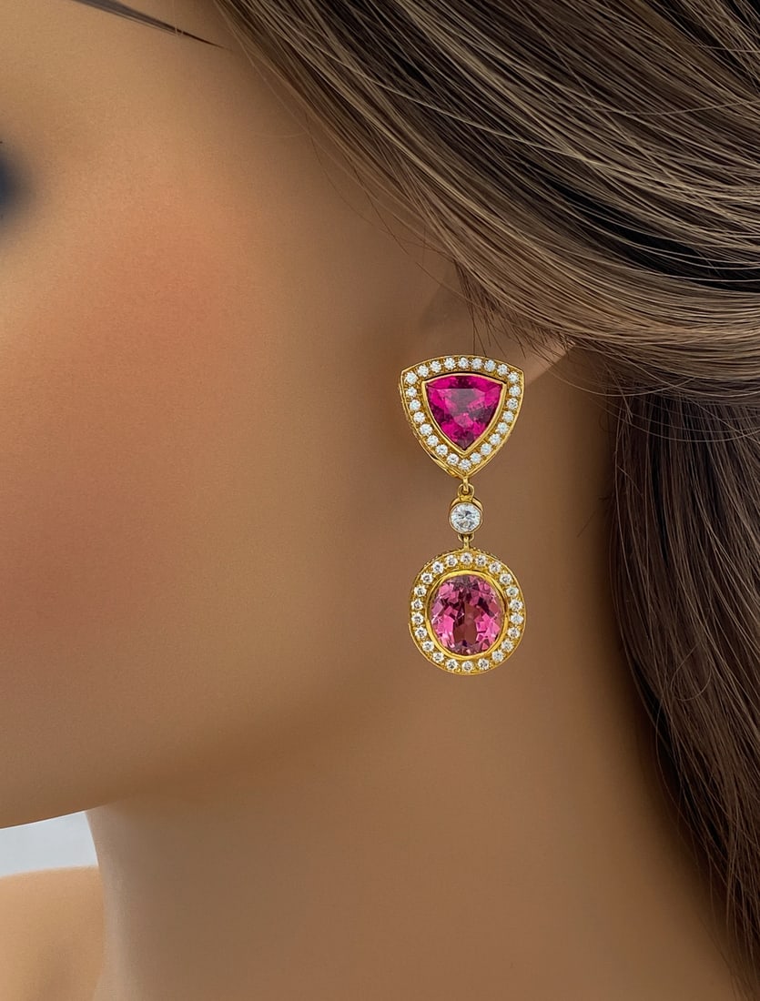 Laura Munder Pink Tourmaline & Diamond Earrings (1 of 2)