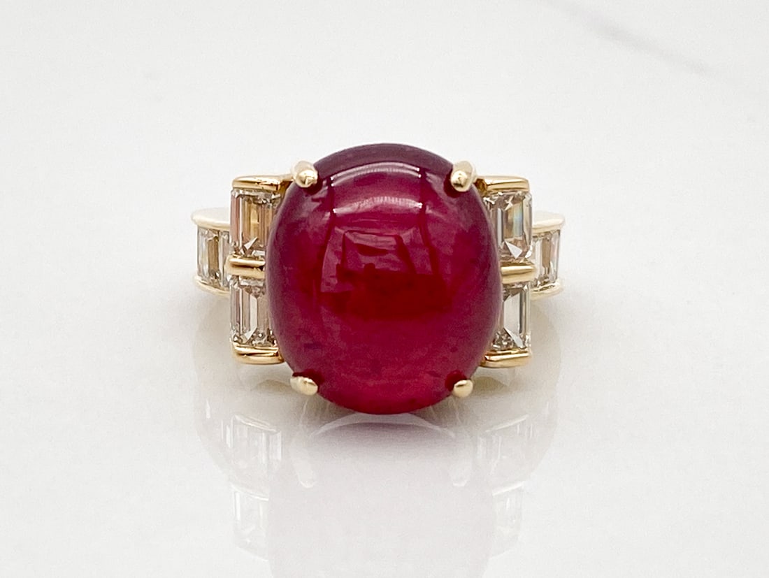 Ruby And Diamond 18k Yellow Gold Ring - 2