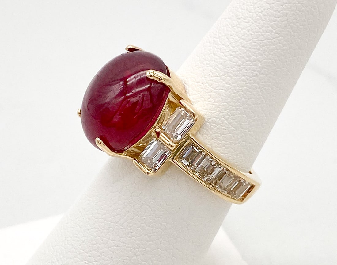 Ruby And Diamond 18k Yellow Gold Ring - 3