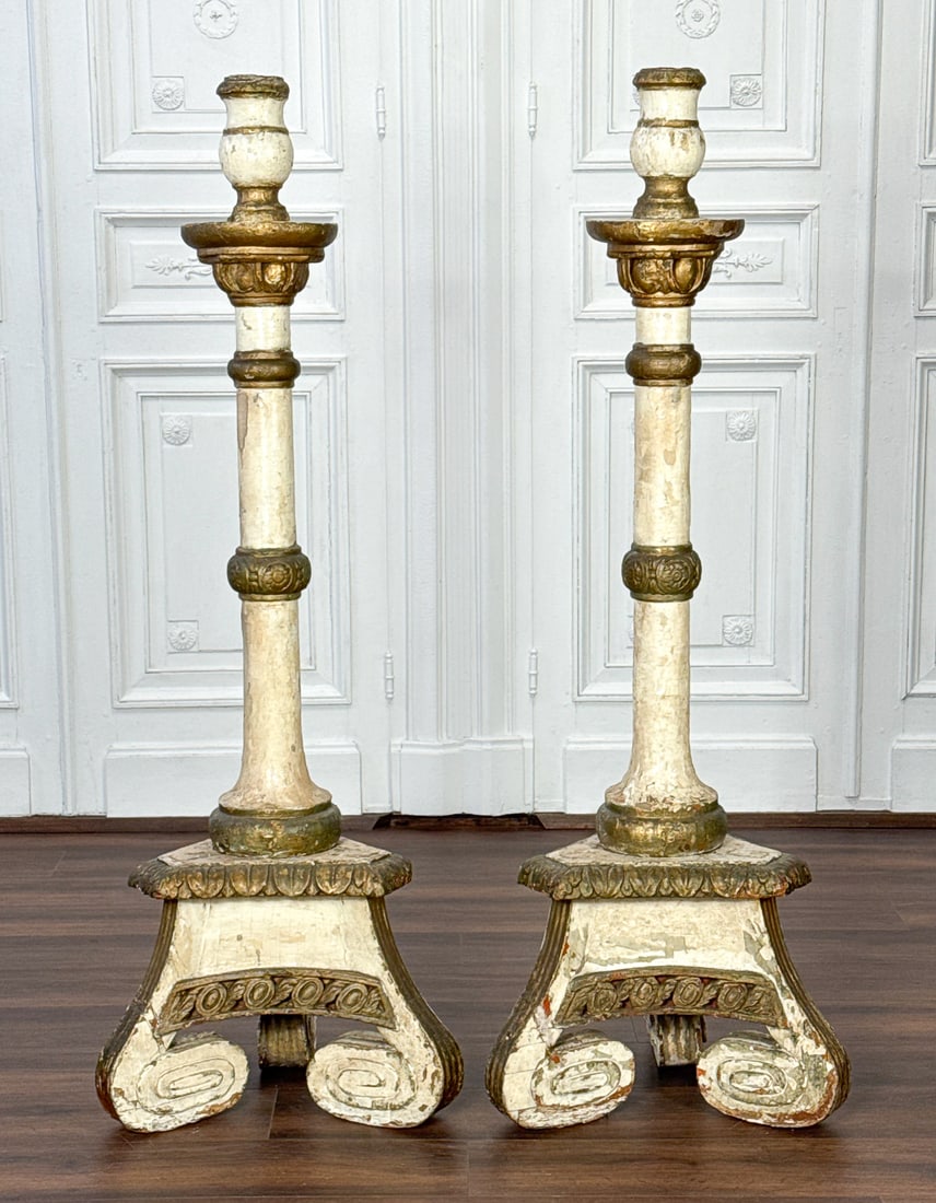 Pair Antique Italian Carved Giltwood Torcheres (1 of 6)
