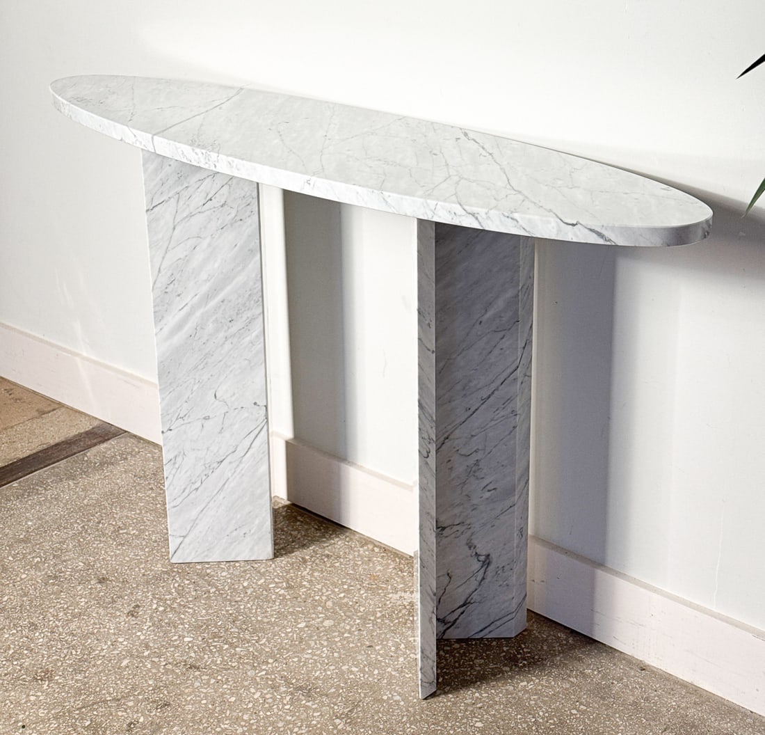 White Carrara Marble Console Table - 3