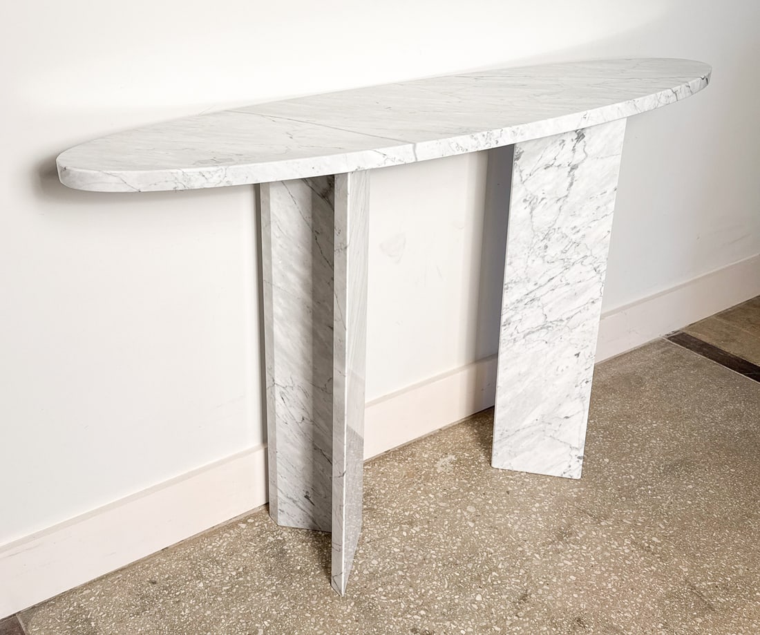 White Carrara Marble Console Table - 4