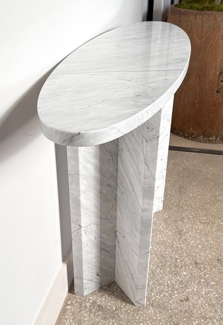 White Carrara Marble Console Table - 5