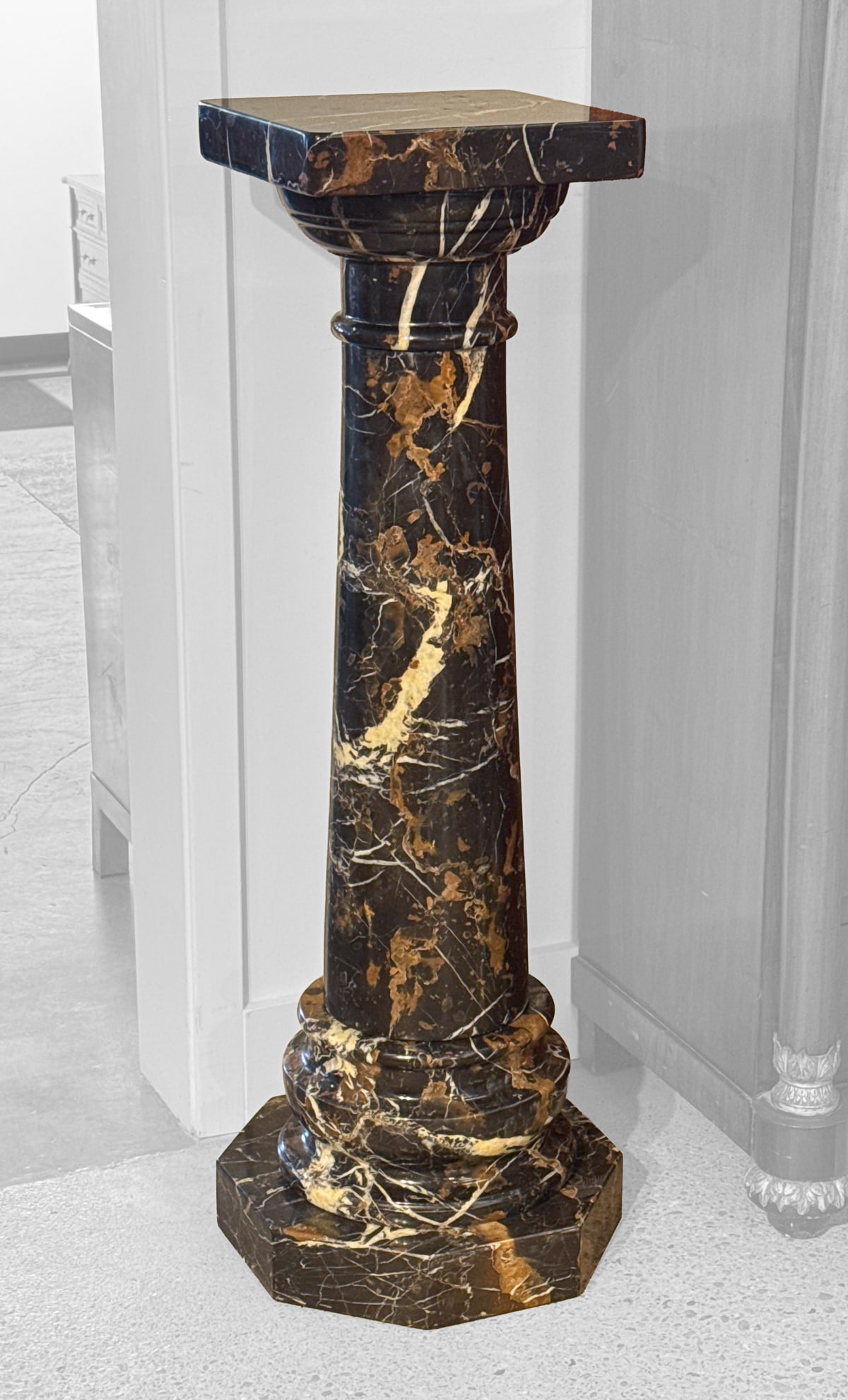 Large Neoclassical Syle Black Marble Pedestal (1 of 5)