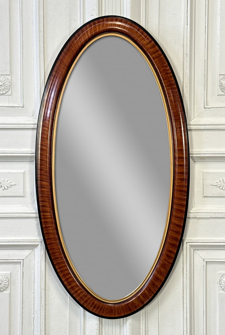 Italian Oval Enamel And Faux Bois Mirror (1 of 6)