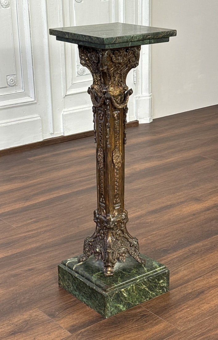 Bronze And Green Marble Pedestal (1 of 4)