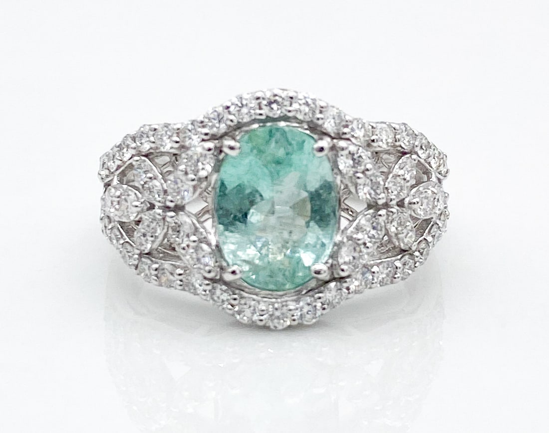 GIA Paraiba Tourmaline & Natural Diamond Ring