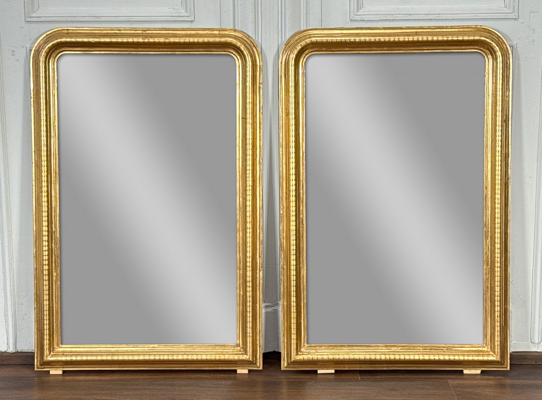 Pair Louis Philippe Style Giltwood Mirrors (1 of 4)