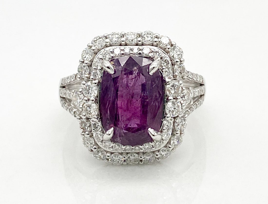 GIA Pink Kashmir Ruby & Natural Diamond Ring