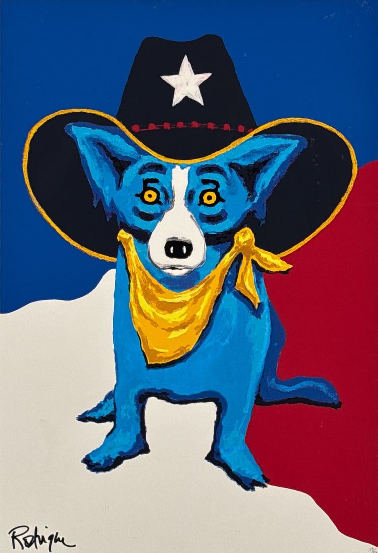 George Rodrigue, American/Louisiana, 1944-2013: George Rodrigue, American/Louisiana, 1944-2013 , I Wanna Be A Texas Ranger, 1997, Silkscreen, Signed Lower Left, Numbered 110/800 Lower Right, Sight 25 3/4 In. X 17.5 In. 25 In., Framed 41 3/4 In. X