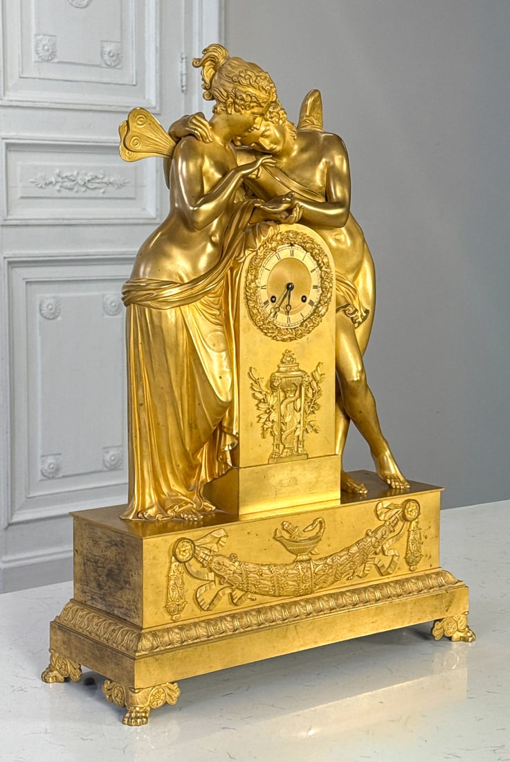 Empire Cupid & Psyche Ormolou Clock - 5