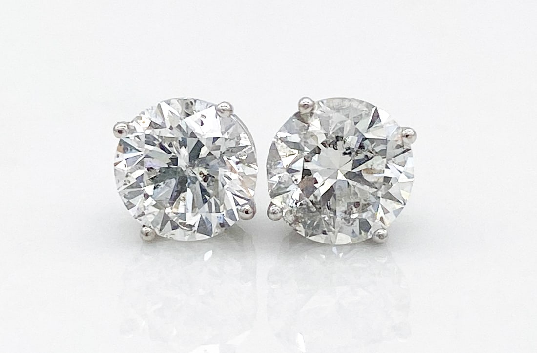 4.02ctw Natural Diamond Stud Earrings, 14k: 4.02ctw Natural Diamond Stud Earrings, 14k White Gold, Post Backs, Total Weight 2.3 Grams. Wire Transfer Or Zelle Required For All Jewelry And Silver Purchases.